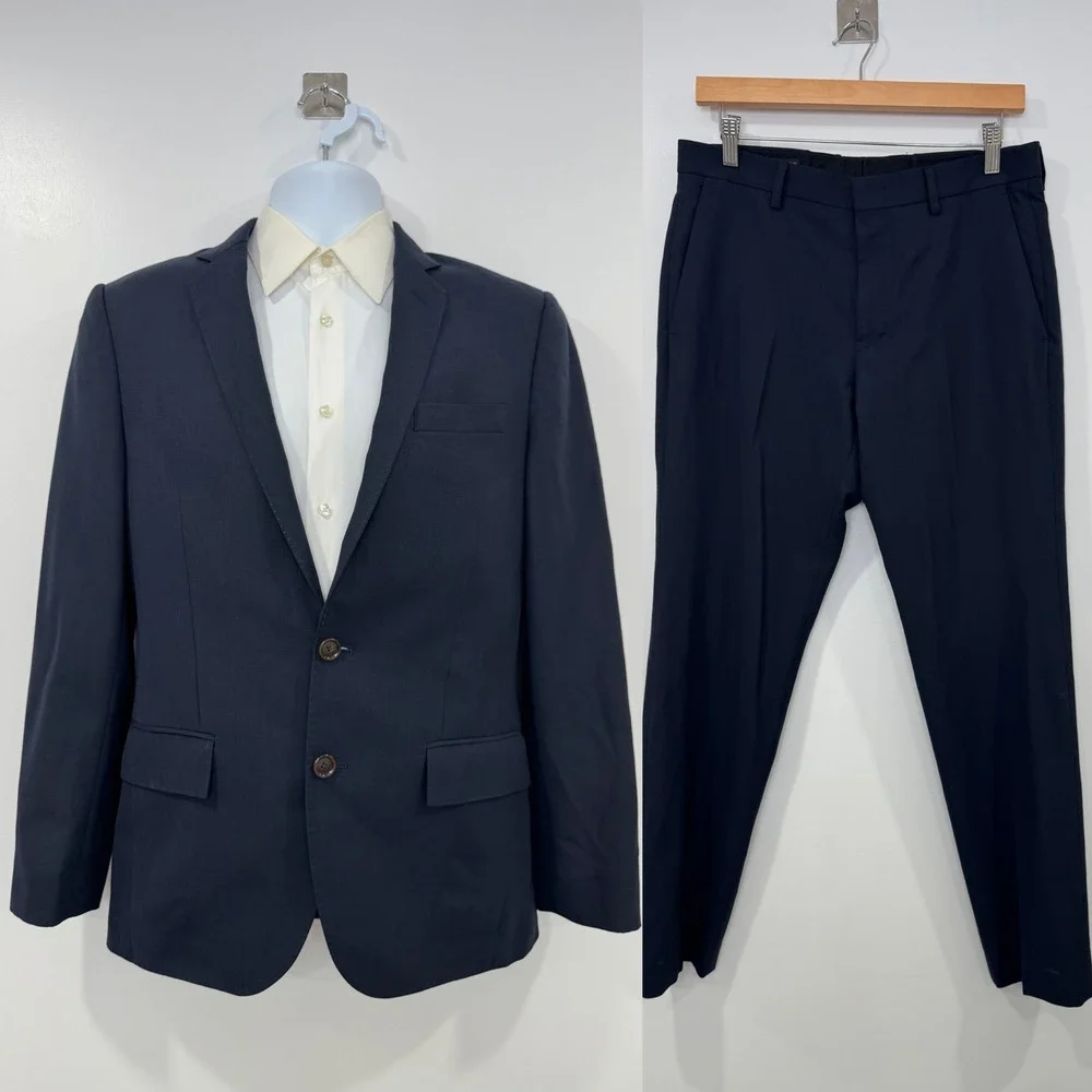 J. Crew Men Navy Ludlow Jacket Blazer Pant Suit 36S 30
